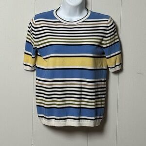Not for sale NFSMaxMara Women’s Blue and Yellow Striped Short Sleeve Sweater